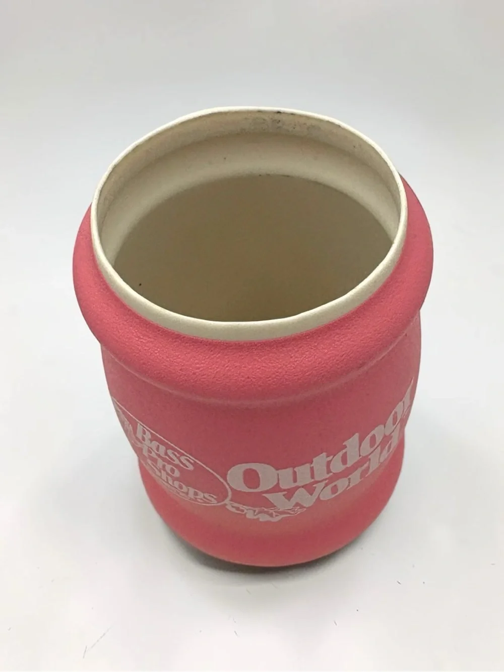 Vintage Bass Pro Shops Outdoor World Pink Foam Can Cooler Koozie Springfield, MO